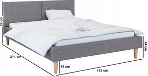 Tapicerowane łóżko skandynawskie do sypialni - Irsante 140x200 - 40 kolorów
