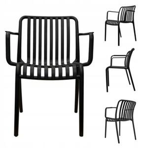 Zestaw mebli ogrodowych balkon stół Allen-ST 70x70W + 4x krzesło KP104-2 czarne