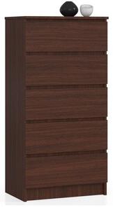 Komoda do sypialni, 5 szuflad, STILO, 60x40x121 cm, wenge, mat | TYLETEGOTU