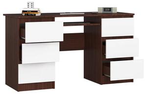 Komputerowe biurko z szufladą na klawiaturę wenge + biały - Abetti 2X