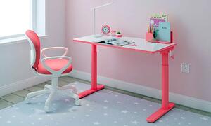 Różowe wąskie biurko ergonomiczne dziecięce - Otiso