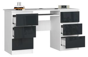 Nowoczesne biurko 6 szuflad biały + grafit - Abetti 3X