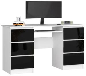 Biało-czarne biurko z szufladami połysk - Abetti 3X