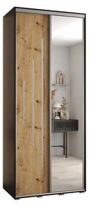 Szafa przesuwna wysoka Davos 13 110, gł. 60 cm czarny + artisan + srebrny