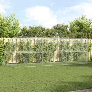 Nowoczesny kojec dla psa ze stali ocynkowanej z siateczkowym dachem - 600 x 200 x 200 cm