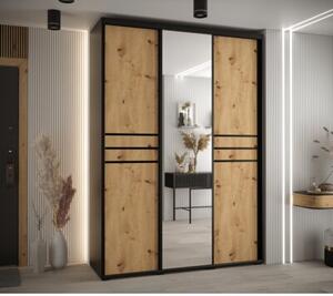 Szafa przesuwna wysoka Davos 11 180, gł. 60 cm czarny + artisan + czarny