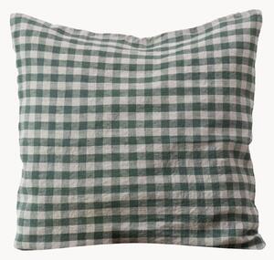 Poszewka na poduszkę z lnu Forest Green Gingham