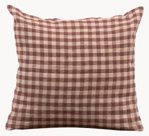 Poszewka na poduszkę z lnu Chocolate Gingham