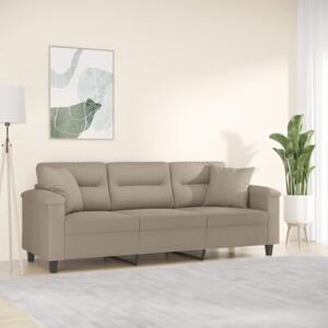 Sofa 3-osobowa z poduszkami, kolor taupe, 180 cm, mikrofibra