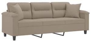 Sofa 3-osobowa z poduszkami, kolor taupe, 180 cm, mikrofibra