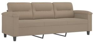 Sofa 3-osobowa z poduszkami, kolor taupe, 180 cm, mikrofibra