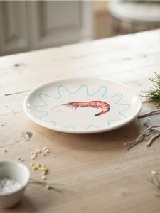 Sinsay - Talerz ceramiczny z motywem krewetki - kremowy