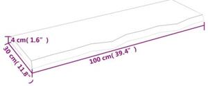 Półka, 100x30x(2-4) cm, surowe lite drewno dębowe