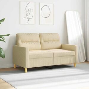 Sofa, 2-osobowa kremowa, 120 cm, tapicerowana tkaninÄ