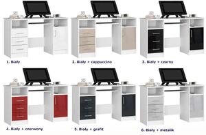 Biało-metaliczne biurko komputerowe połysk - Delian 4X