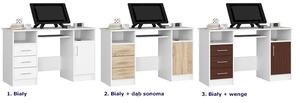 Białe duże biurko z szufladą na klawiaturę i szufladami - Delian 3X