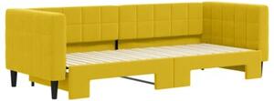 Sofa rozsuwana, żółta, 80x200 cm, aksamit