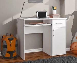 Białe biurko z szufladą i szafką - Esman 2X