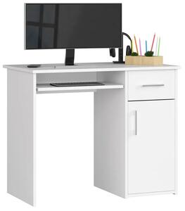 Białe biurko z szufladą i szafką - Esman 2X