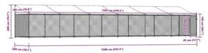 Klatka dla psa, z dachem i drzwiami, szara, 12x2x2 m, stal