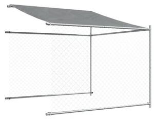 Klatka dla psa, z dachem i drzwiami, szara, 12x2x2 m, stal