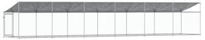 Klatka dla psa, z dachem i drzwiami, szara, 12x2x2 m, stal