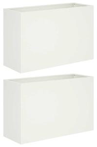 Doniczka ogrodowa 2 szt. Biały 80 x 40 x 50 cm Stal zimnogięta