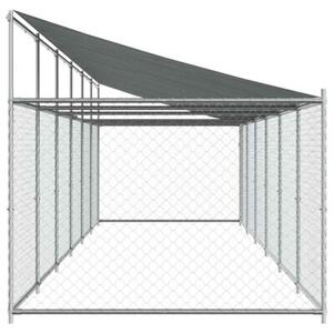 Klatka dla psa, z dachem i drzwiami, szara, 12x2x2 m, stal