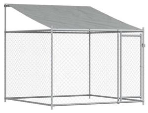 Klatka dla psa, z dachem i drzwiami, szara, 12x2x2 m, stal