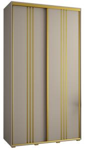 Szafa przesuwna wysoka Dakota 6 140, gł. 60 cm kaszmir + kaszmir + złoty