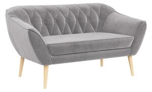 Skandynawska sofa dwuosobowa do salonu z drewnianymi nóżkami - PIRS 2 srebrzysta szarość