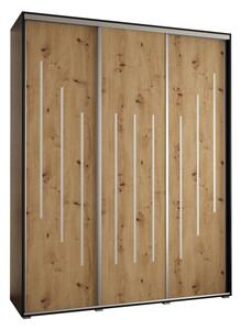 Szafa przesuwna wysoka Davos 8 200, gł. 60 cm czarny + artisan + srebrny