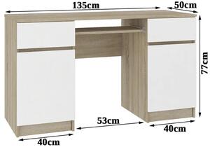 Nowoczesne biurko z szafkami dąb sonoma + biały - Ipolis 2X