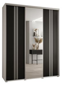Szafa przesuwna wysoka Davos 7 200, gł. 60 cm biały + czarny + srebrny