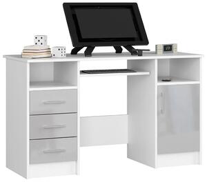 Biało-metaliczne biurko komputerowe połysk - Delian 4X