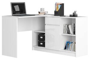 Narożne duże biurko komputerowe z szufladami białe połysk - Klemin 5X