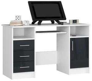 Biało-grafitowe biurko z szufladami połysk - Delian 4X