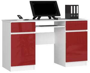 Biurko dla dzieci i młodzieży biały + czerwony połysk - Ipolis 3X