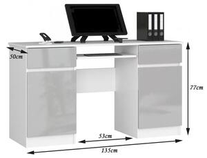 Komputerowe biurko biały + metalik polysk - Ipolis 3X