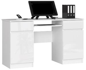 Białe duże biurko komputerowe połysk - Ipolis 3X