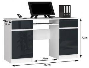 Klasyczne biurko biały + grafit połysk - Ipolis 3X
