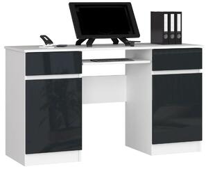 Klasyczne biurko biały + grafit połysk - Ipolis 3X