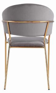 EMWOmeble Krzesło Glamour szare DC-893 welur, złote nogi