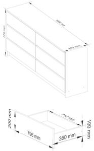 Komoda do sypialni, STILO, 6 szuflad, 160x40x77 cm, olcha, mat | TYLETEGOTU