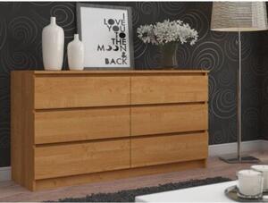 Komoda do sypialni, STILO, 6 szuflad, 160x40x77 cm, olcha, mat | TYLETEGOTU