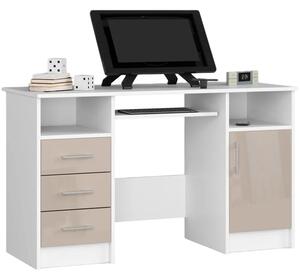 Skandynawskie biurko z półkami i szafką połysk cappuccino - Delian 4X