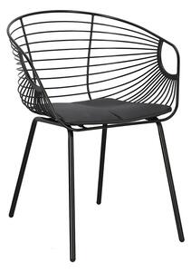 Czarne metalowe krzesło z poduszką - Rotaro