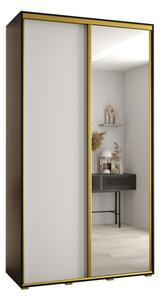 Szafa przesuwna wysoka Davos 3 130, gł. 60 cm czarny + biały + złoty