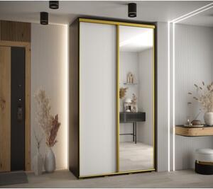 Szafa przesuwna wysoka Davos 3 130, gł. 60 cm czarny + biały + złoty