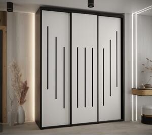 Szafa przesuwna wysoka Davos 8 190, gł. 60 cm czarny + biały + czarny